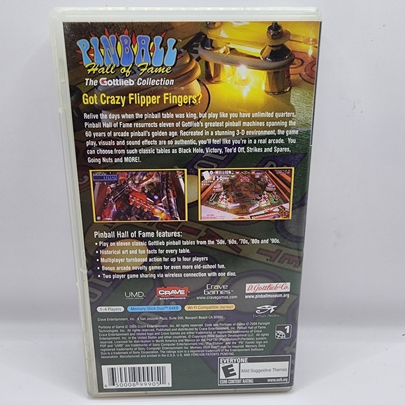 Pinball Hall of Fame: The Gottlieb Collection (Sony PSP, 2005) w Manual - Picture 3 of 3